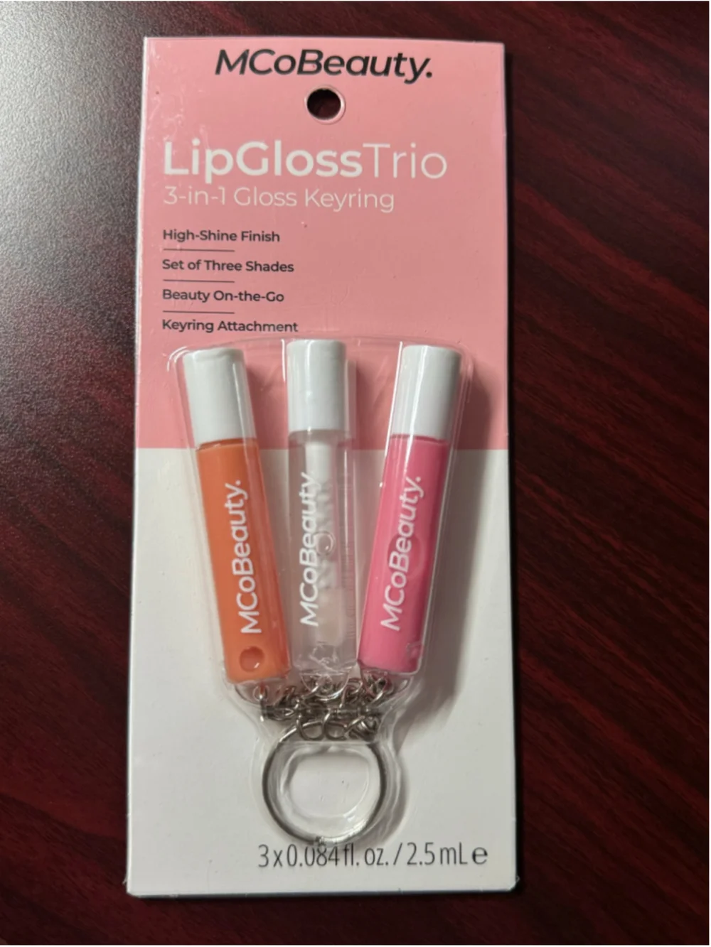 MCoBeauty Lip Gloss Trio 3-in-1 Keyring Set NIP Vegan